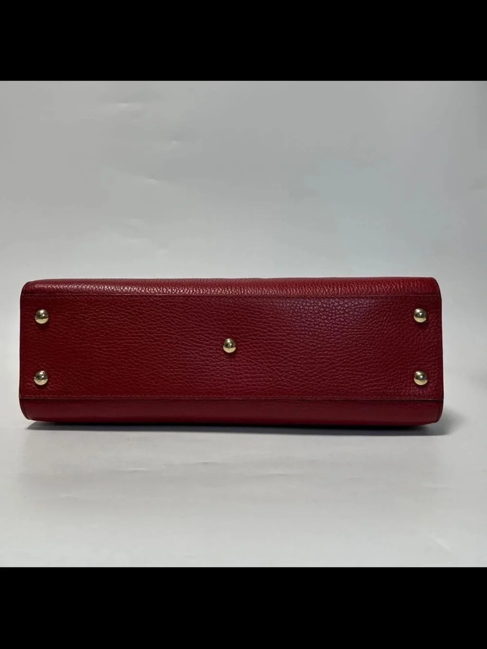 Gucci Red and Black Leather Satchel with Embossed Logo